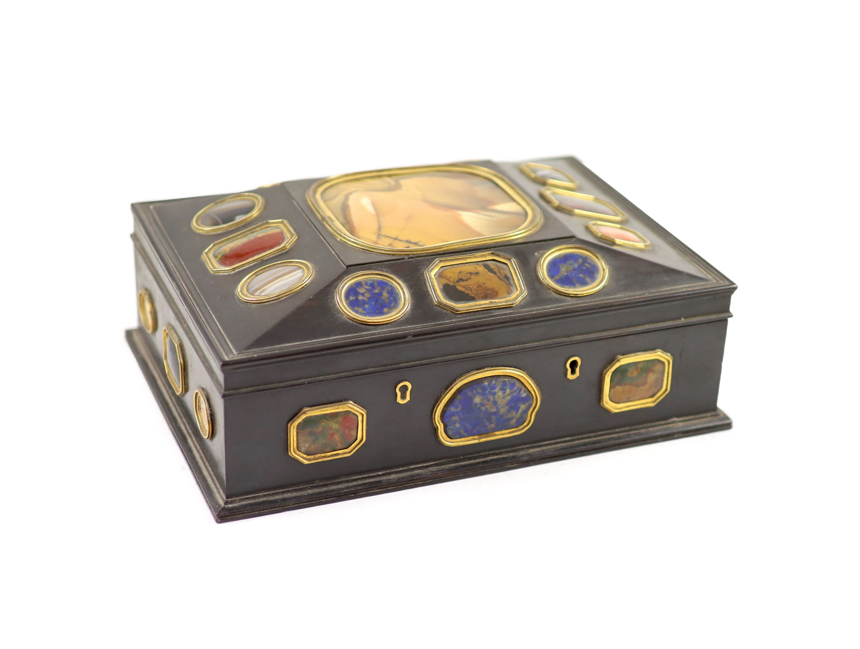 A late George III Grand Tour Souvenir ebony work box width 29cm depth 21cm height 11cm